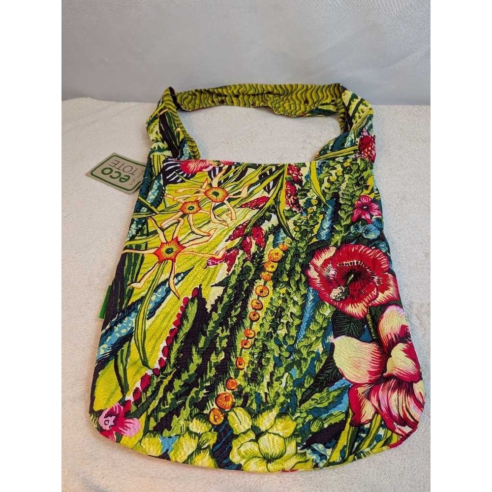 Green Girl Eco Tote Bag‎ Reusable Shopping Bag NWT Tropical Floral Print - Picture 5 of 9